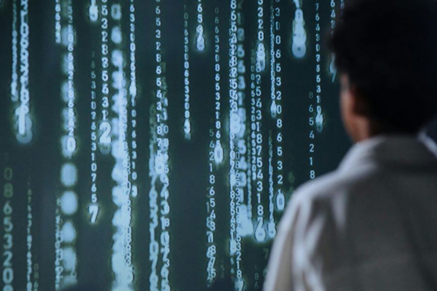 Person looking at coding like in the Matrix