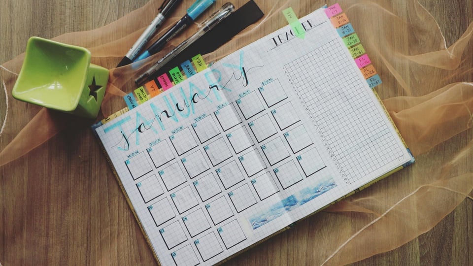 Day planner open to January