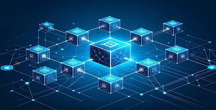 Graphic animation of blockchain connections