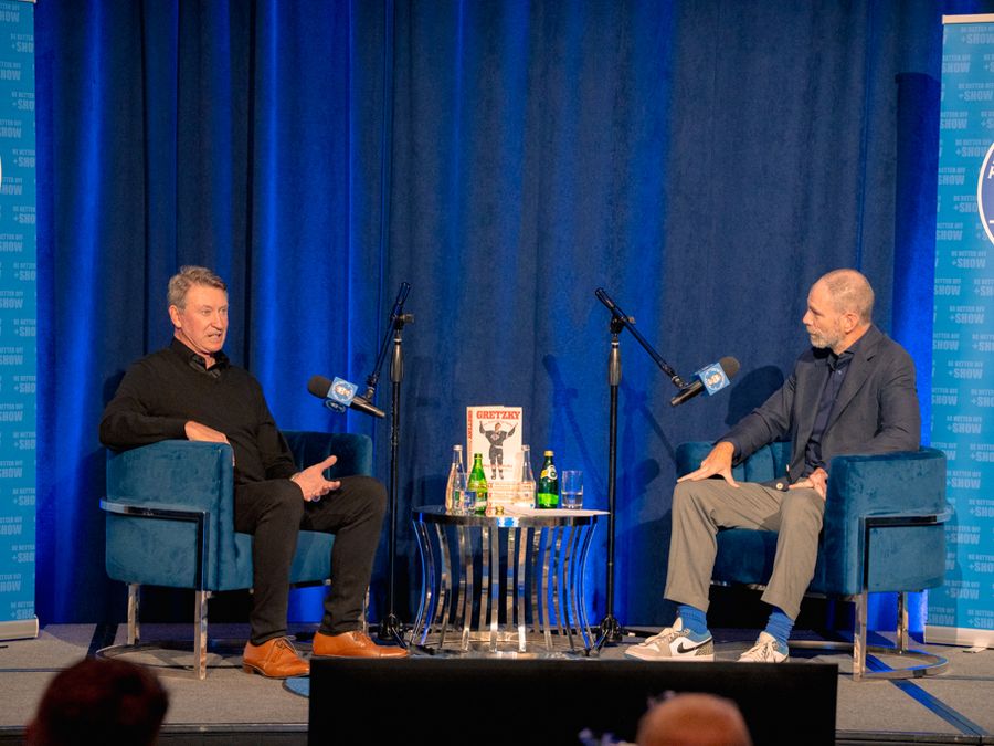 Brett Kelly with Wayne Gretzky on the Be Better Off Show